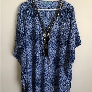Women’s Ellen weaver kimono blouse Blue Patterned Women's Top